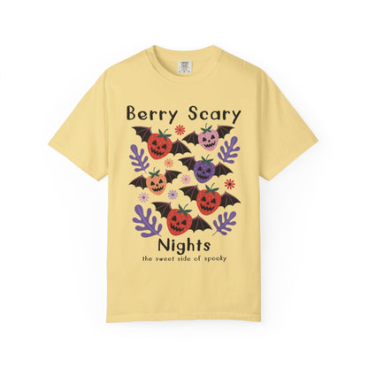 Berry Scary Nights T-shirt, Unisex Halloween Tee, Festive Fall Apparel, Cute Spooky Shirt, Trick-or-Treat Gift, Berry Scary Nights Design