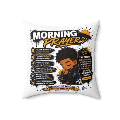 Morning Prayer Decorative Pillow — Inspirational Kids Christian Faith Accent Pillow