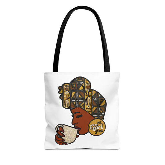 Stylish Tote Bag for Coffee Lovers, Afrocentric Art Tote, Gift for Her, Everyday Carryall, Fashionable Grocery Bag