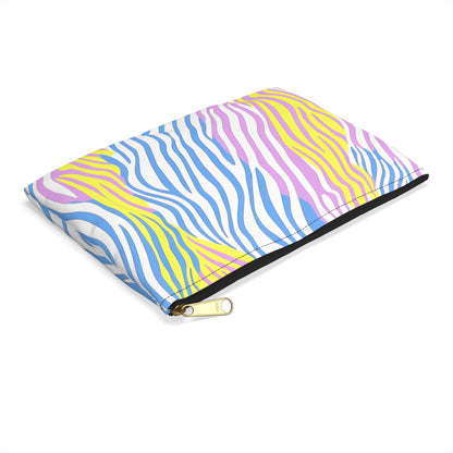 Vibrant Zebra Print Accessory Pouch, Makeup Bag, Travel Organizer, Gift for Her, Cute Pencil Case, Fun Zip Pouch