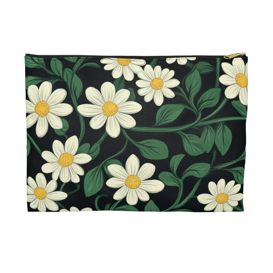 Floral Accessory Pouch, Stylish Cosmetic Bag, Travel Organizer, Gift for Her, Daisy Print, Summer Essentials