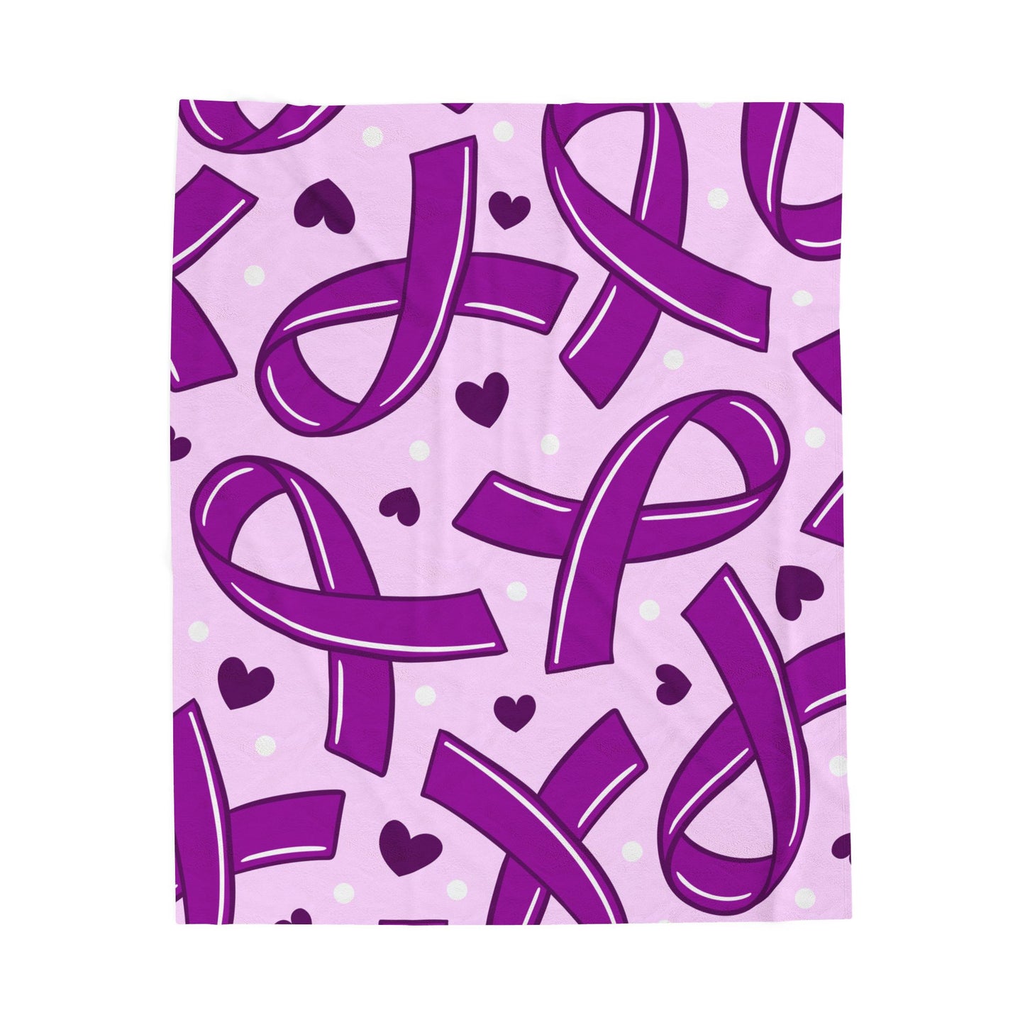 Purple Ribbon Velveteen Plush Blanket - Cozy Gift for Awareness, Recovery, Support, Fundraisers, Home Decor