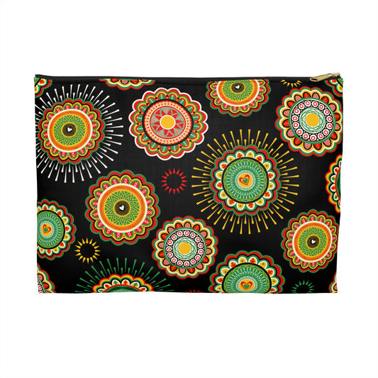 Bohemian Floral Accessory Pouch | Ethnic Print Makeup Bag, Travel Organizer, Gift for Her, Boho Style Cosmetic Case, Fun Storage Solution