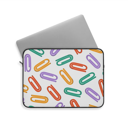 Paperclip Pattern Laptop Sleeve — Colorful Office Accessories Sleeve