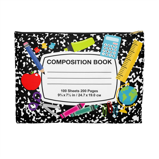 Fun Composition Book Accessory Pouch, Awesome School Supplies Bag, Pencil Case, Back to School Gift, Cute Storage Pouch