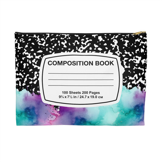 Colorful Composition Book Accessory Pouch, Cute School Supplies Case, Fun Artsy Zipper Bag, Back to School Gift, Creative Storage Solution