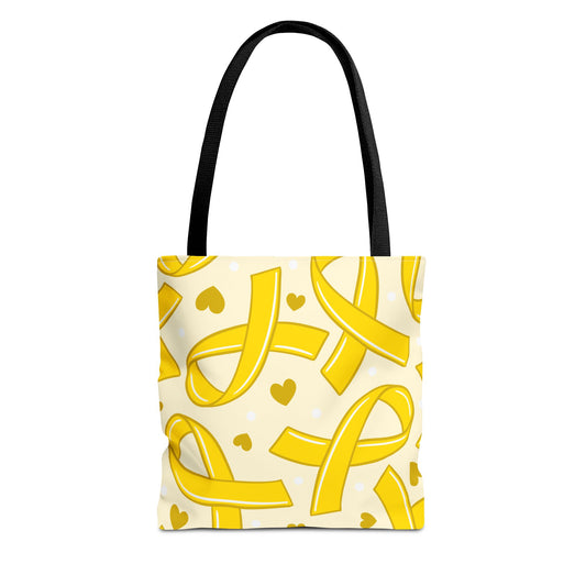Yellow Ribbon Tote Bag, Support Awareness, Fundraiser Gift, Everyday Carry, Eco-Friendly Shopper