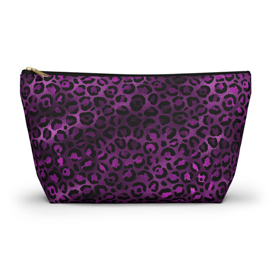 Purple Leopard Print Accessory Pouch - Makeup Bag, Travel Organizer, Pouch for Essentials, Cute Gifts for Her, Stylish Storage