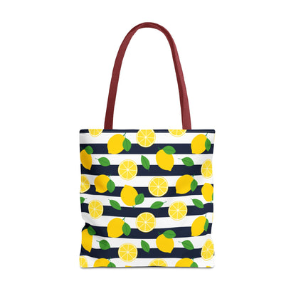 Lemon Stripe Tote Bag - Cute Beach Bag, Grocery Tote, Summer Accessories, Gift for Her, Vacation Carryall