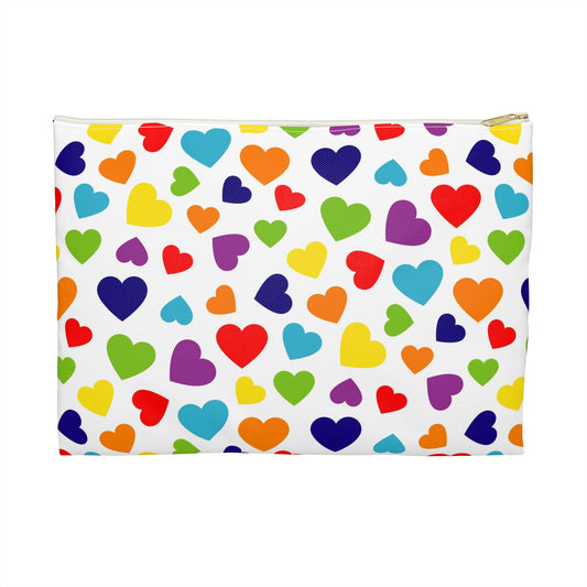 Colorful Hearts Accessory Pouch, Cute Makeup Bag, Love Heart Organizer, Gift for Her, Travel Essentials