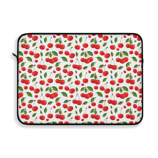 Cherry Pattern Laptop Sleeve — Cute Retro Fruit Design, Protective 13"/15" Case