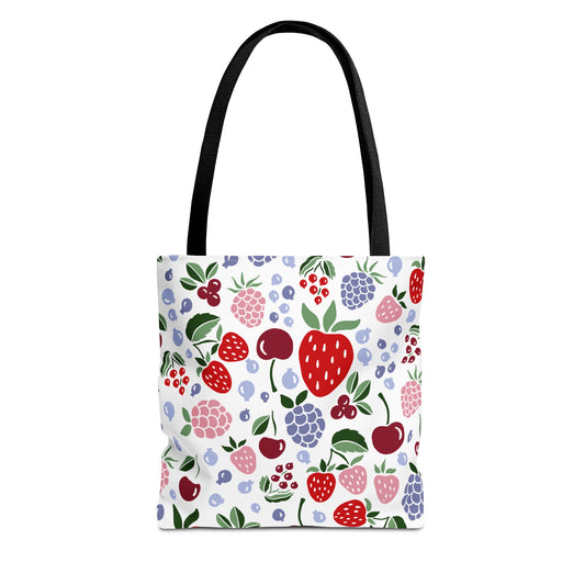 Fruity Floral Tote Bag, Reusable Grocery Tote, Shopping Bag, Eco-Friendly Gift, Beach Bag, Picnic Carryall