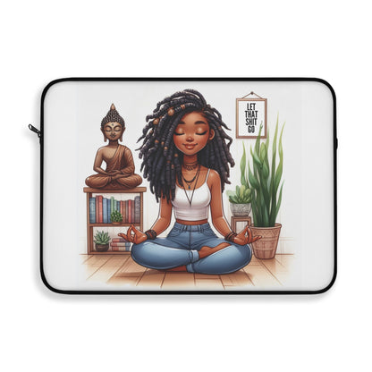 Meditation Laptop Sleeve - Zen Decor, Mindfulness Gift, Yoga Accessories, Boho Style, Let That Shit Go Design