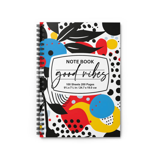 Colorful Good Vibes Spiral Notebook, Artistic Journal for Students, Motivational Planner, Doodle Book, Gift for Creative Minds