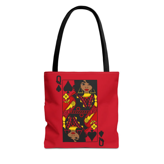 Queen of Spades Tote Bag - Stylish, Eco-Friendly, Great for Gifts, Card Games, or Everyday Use, Red