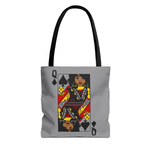 Queen of Spades Tote Bag - Stylish, Eco-Friendly, Great for Gifts, Card Games, or Everyday Use, Gray