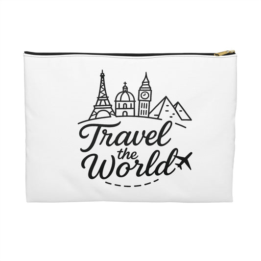 Travel the World Accessory Pouch | Travel Organizer, Gift for Travelers, Makeup Bag, Luggage Accessory, Passport Holder