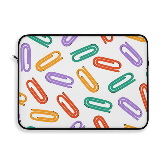 Paperclip Pattern Laptop Sleeve — Colorful Office Accessories Sleeve