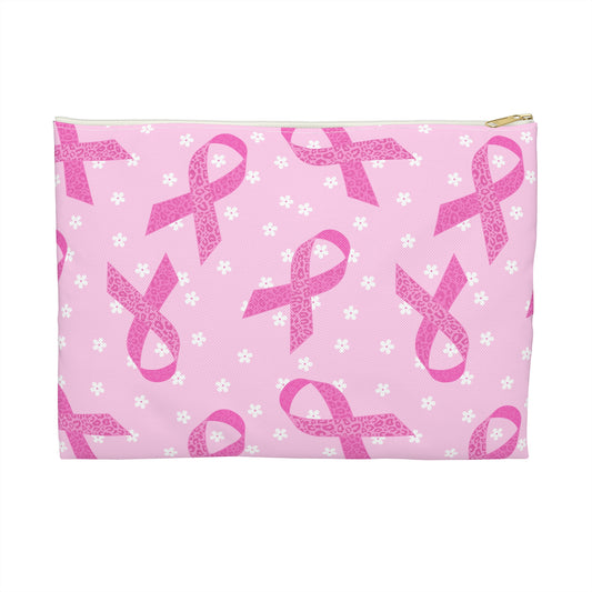 Breast Cancer Awareness Accessory Pouch, Pink Ribbon Makeup Bag, Gift for Her, Travel Organizer, Survivor Gift, Awareness Month