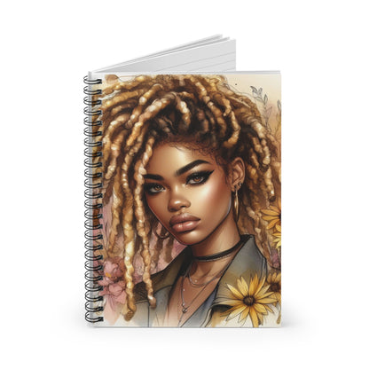 Bohemian Chic Spiral Notebook - Floral Design with Woman Illustration