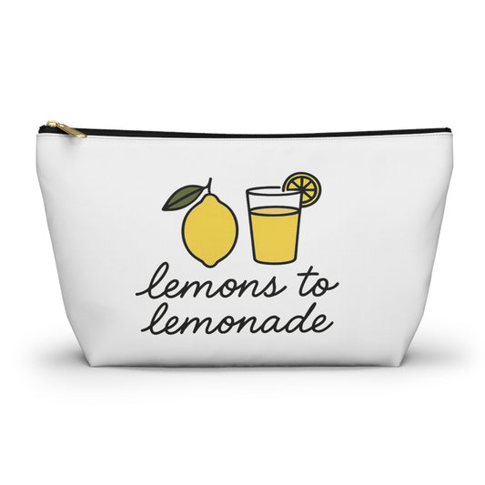 Lemonade Vibes Accessory Pouch - Fun Lemon-Themed Cosmetic Bag, Cute Pencil Case, Gifts for Friends, Motivational Quote