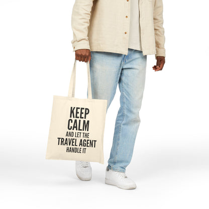 Travel Agent Tote Bag | Keep Calm Design | Eco-Friendly Canvas Bag for Travelers | Gift for Agents, Vacation Accessories, Beach Bag