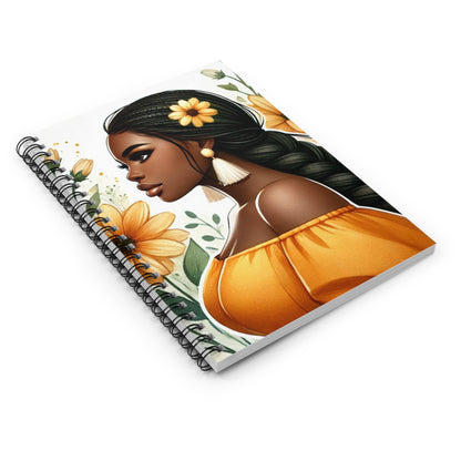 Floral Black Girl Spiral Notebook - Ruled Lines, Inspirational Design for Creative Minds