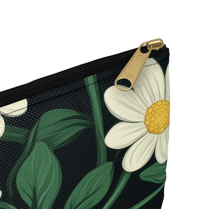 Floral Accessory Pouch, Stylish Cosmetic Bag, Travel Organizer, Gift for Her, Daisy Print, Summer Essentials