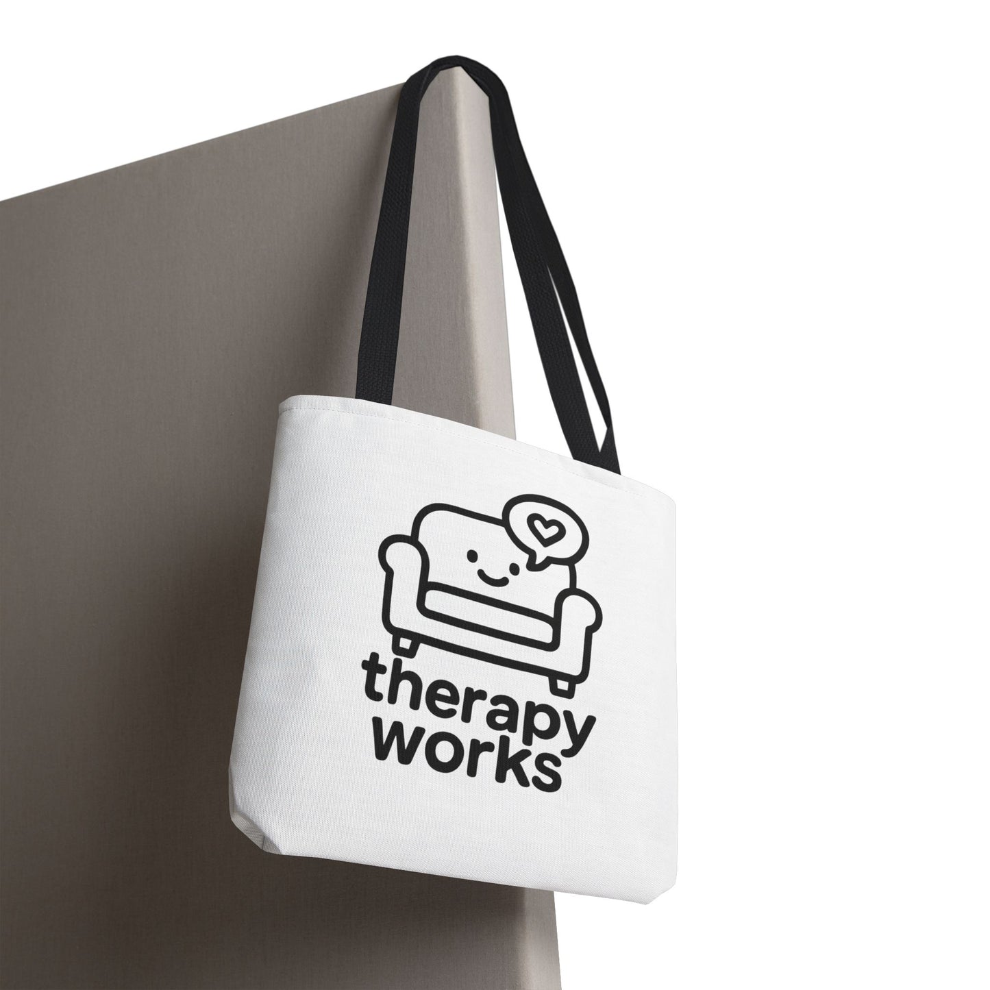 Therapy Works Tote Bag — Cute Couch Mental Health Awareness Tote