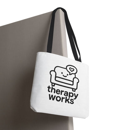 Therapy Works Tote Bag — Cute Couch Mental Health Awareness Tote