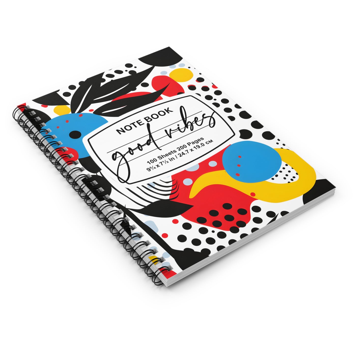Colorful Good Vibes Spiral Notebook, Artistic Journal for Students, Motivational Planner, Doodle Book, Gift for Creative Minds