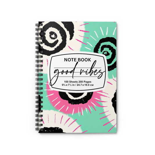 Good Vibes Spiral Notebook, Positive Affirmation Journal, Cute School Supplies, Gift for Students, Handmade Notebook