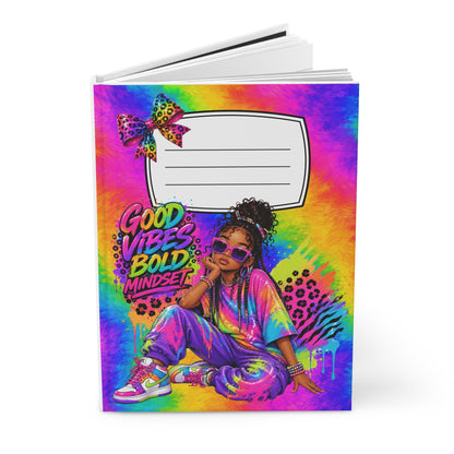 Hardcover Journal — 'Good Vibes, Bold Mindset' Rainbow Tie-Dye Notebook for Teens & Kids