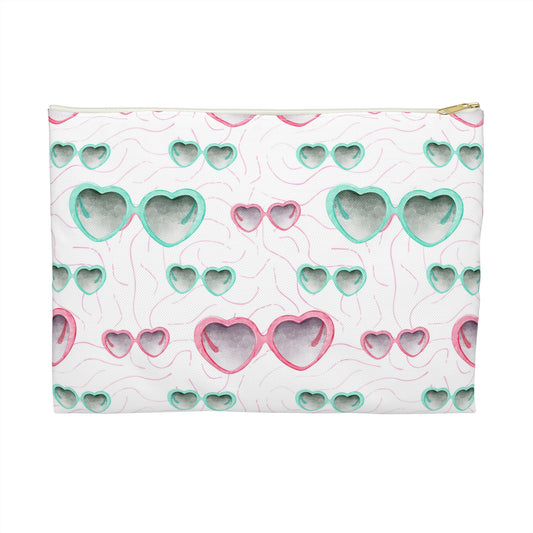 Heart-Shaped Sunglasses Accessory Pouch, Cute Makeup Bag, Gift for Her, Travel Organizer, Summer Vibes, Love Themed