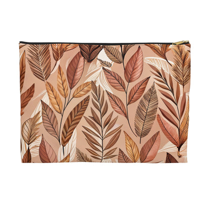 Bohemian Leaf Accessory Pouch - Floral Clutch, Makeup Bag, Travel Organizer, Gift for Her, Fall Decor