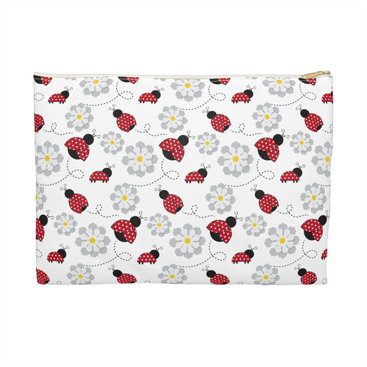Charming Ladybug Accessory Pouch | Cute Makeup Bag, Floral Travel Organizer, Gift for Her, Eco-Friendly Storage