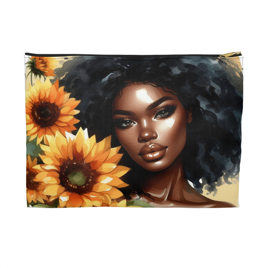 Sunflower Goddess Accessory Pouch | Makeup Bag, Travel Organizer, Gift for Her, Floral Art Pouch, Women’s Essentials