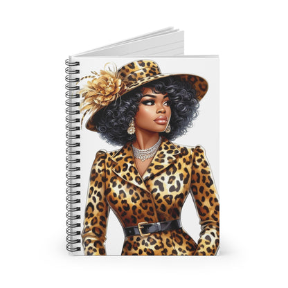 Chic Leopard Print Spiral Notebook - Fashionable Ruled Line Journal for Stylish Notes