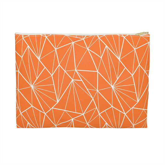 Geometric Orange Accessory Pouch, Stylish Makeup Bag, Travel Organizer, Gift Idea for Her, Clutch Purse, Storage Solution