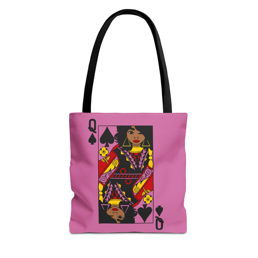 Queen of Spades Tote Bag - Stylish, Eco-Friendly, Great for Gifts, Card Games, or Everyday Use, Pink