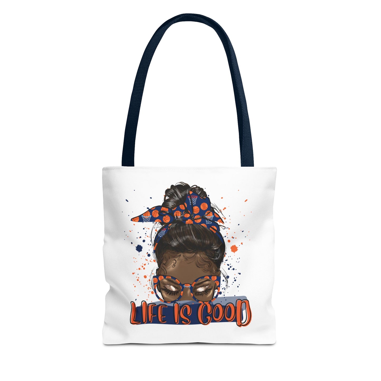 Trendy Tote Bag - Life is Good Design, Basketball Pattern, Stylish Carryall for Everyday Use, Eco-Friendly Shopping, Gift for Sports Lovers