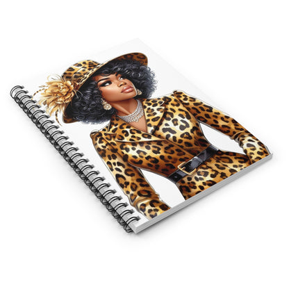 Chic Leopard Print Spiral Notebook - Fashionable Ruled Line Journal for Stylish Notes