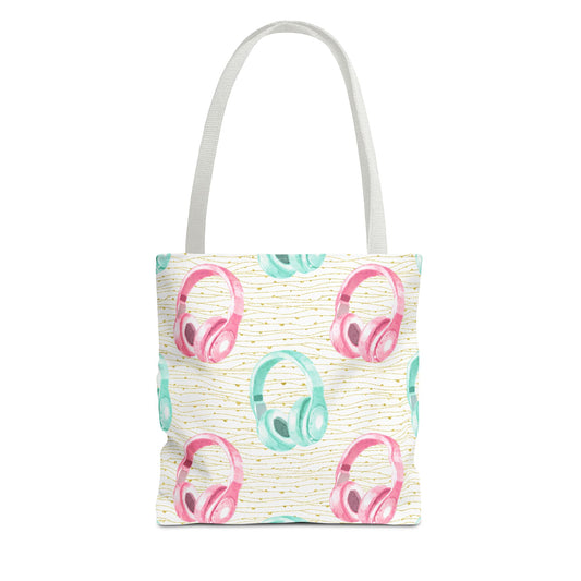 Stylish Headphone Tote Bag, Music Lover's Tote, Trendy Eco-friendly Bag, Gift for Students, Party Favor, Daily Use