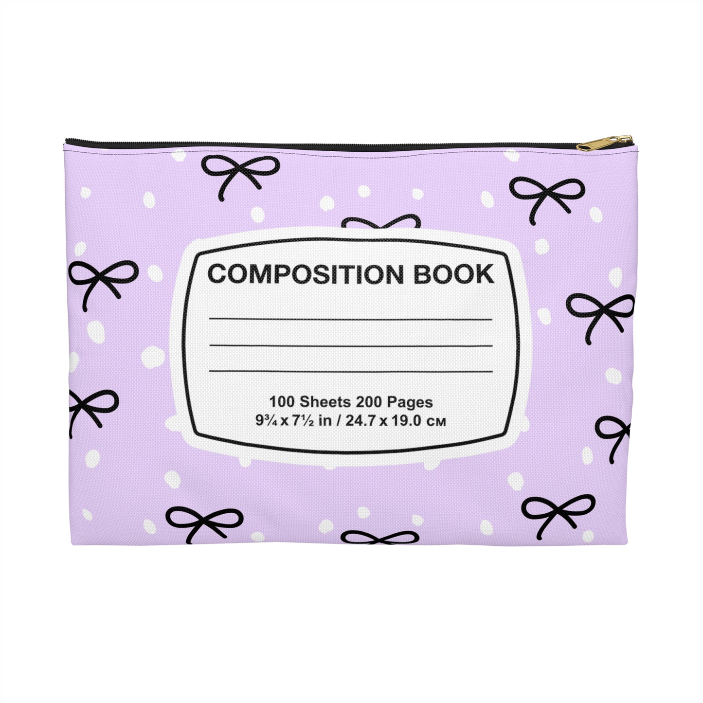 Copy of Cute Pink Composition Book Accessory Pouch, School Supplies, Makeup Bag, Gift for Students, Cute Storage, Bow Design, Lavendar