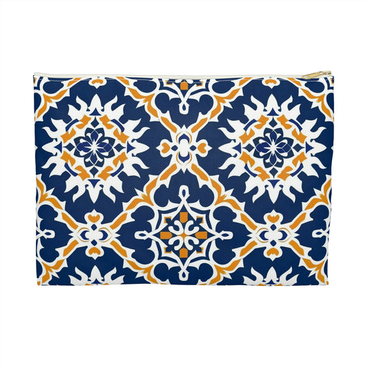 Elegant Navy & Gold Accessory Pouch | Stylish Cosmetic Bag, Travel Organizer, Gift for Her, Wedding Favor, Fashion Essentials
