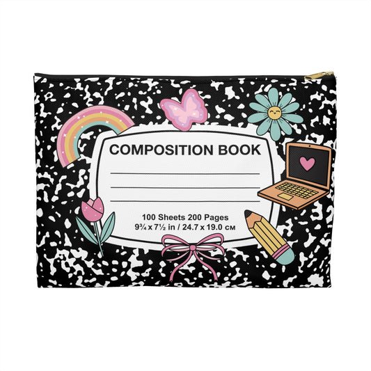 Cute Composition Book Accessory Pouch, Fun Pencil Case, Colorful Makeup Bag, School Supplies Organizer, Gift for Students