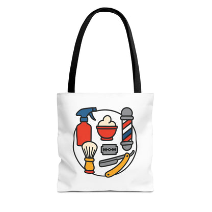 Barber Shop Tote Bag, Graphic Tote for Hairdressers & Barbers, Barber Accessories, Gift for Stylists, AOP Tote for Everyday Use
