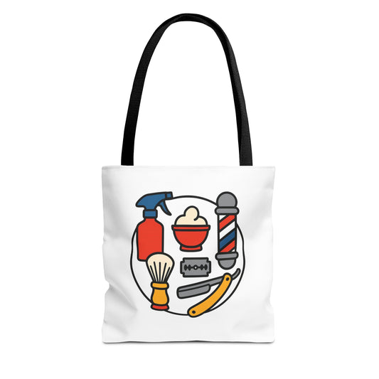 Barber Shop Tote Bag, Graphic Tote for Hairdressers & Barbers, Barber Accessories, Gift for Stylists, AOP Tote for Everyday Use