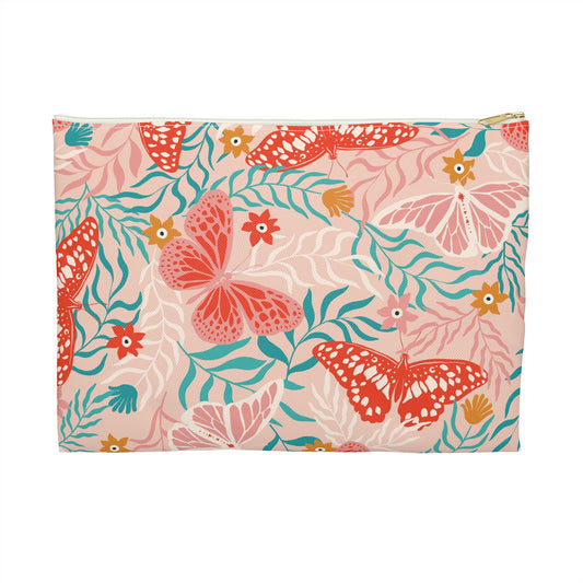Butterfly Garden Accessory Pouch - Floral Makeup Bag, Travel Organizer, Gift for Her, Butterfly Print Clutch, Nature Lover Purse