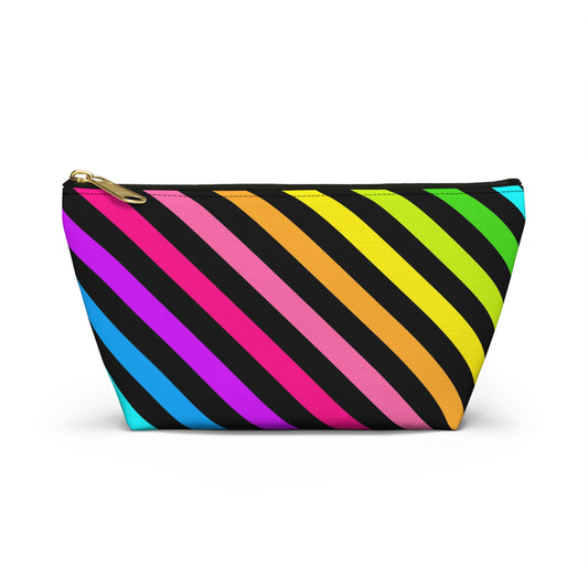 Vibrant Striped Accessory Pouch for Makeup, Travel, and Organization